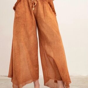 LINEN Elegant Wide-Leg Creamy Pants NWOT